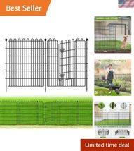 10-Piece No Dig Garden Fence with Gate - 32in High, 23.6ft Durable Metal... - $178.18