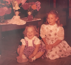 1950s Two Happy Sisters on Floor Glass Plate Photo Slide Magic Lantern - £11.18 GBP