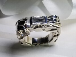  Custom designed "Rock" Solid Silver Ring Size 10 1/2 image 3