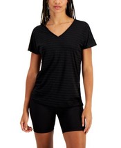allbrand365 designer Womens Activewear Shadow-Stripe T-Shirt,Noir,Medium - $21.29