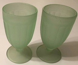 Set of 2 Vintage 70s Indiana Glass Frosted Green Sundae Milkshake Soda G... - $26.30