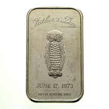 1973 Father’S Day Argento Artistico Barretta Da Madison Mint 1 Oz. Puro ( Gufo - £88.54 GBP