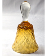 Vintage Borske Sklo 5.5&quot; Diamond Quilted Crystal Bell &amp; Clapper In Yello... - $1,000.20 MXN