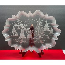 Mikasa Christmas Story Divided Relish Tray Frosted Glass Oval Platter Tree - £17.50 GBP