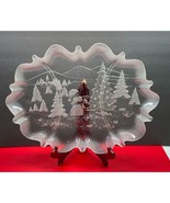Mikasa Christmas Story Divided Relish Tray Frosted Glass Oval Platter Tree - £17.26 GBP