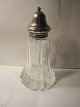 old 5.5&quot; Table Salt Shaker - heavy glass w/ Silver-Plated top - $7.00