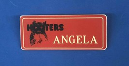 Hooters Restaurant Girl Angela Orange Name Tag W/ White Letters (Pin) - £11.81 GBP
