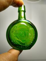 Wheaton Green Carnival Glass Bottle Martin Van Buren 1971 Mini 3" Vintag... - $18.89