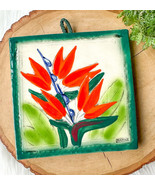 KANI OF HAWAII VINTAGE BIRD OF PARADISE FLOWER POTTERY PLATE SQUARE GREE... - $454.65 MXN