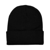 Unisex Plain Warm Knit Beanie Hat Cuff Skull Ski Cap Black Color - £11.15 GBP