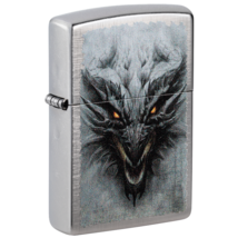 Zippo Lighter - Dragon Face Piercing Eyes on Linen Weave - 856036 - £23.45 GBP