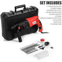 1/2&quot; Electric Rotary Hammer Drill 3 Modes SDS-Plus Chisel Kit 1100W with... - $92.99