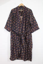 Vtg Pierre Cardin One Size Paisley Poly Flannel Belted Mid-Length Robe USA - £29.89 GBP