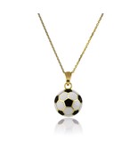 10K / 14K Yellow Gold Enamel Soccer Ball Charm Necklace Pendant – Women’... - $314.92 CAD+