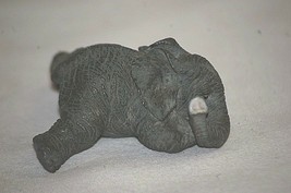 Whimsical Resin Miniature Gray Wild Elephant Figurine Trunk-Up Shadow Bo... - £7.03 GBP