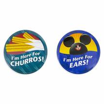 Disney Parks&quot;I&#39;m Here for Ears!&quot; &amp;&quot;I&#39;m Here for Churros!&quot; Button Set - £11.57 GBP