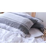 100% Linen Stripe Pillow, Flax Pillowcase, Luxury Linen, Single Pillow C... - £35.30 GBP