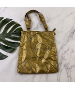 Disney Vintage Y2k Tinkerbell Tote Bag Purse Gold Faux Leather Metallic - $28.70