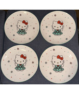 4 Sanrio Hello Kitty Ceramic Christmas Tree Dress Plates 10.5” New Snowf... - £68.11 GBP