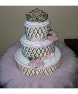 Royal Princess Baby Shower Tutu Diaper Cake Pink and Gold Table Centerpi... - $105.80