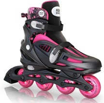 Adjustable Inline Skates Roller Blades Smooth Gel Wheels   XL 8-10.5  Pink/Black - £14.59 GBP