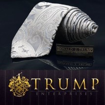 Donald Trump High End Dress Suit Designer Necktie Tie Silver Blue - £80.89 GBP