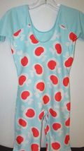 girls It's My Way modest swim suit Medium 10 12 1pc aqua orange cherries... - $14.39