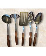 Vintage CUTCO Kitchen Utensil 5pc Set - 12 13 14 15 16 Brown Handle Disc... - $142.61