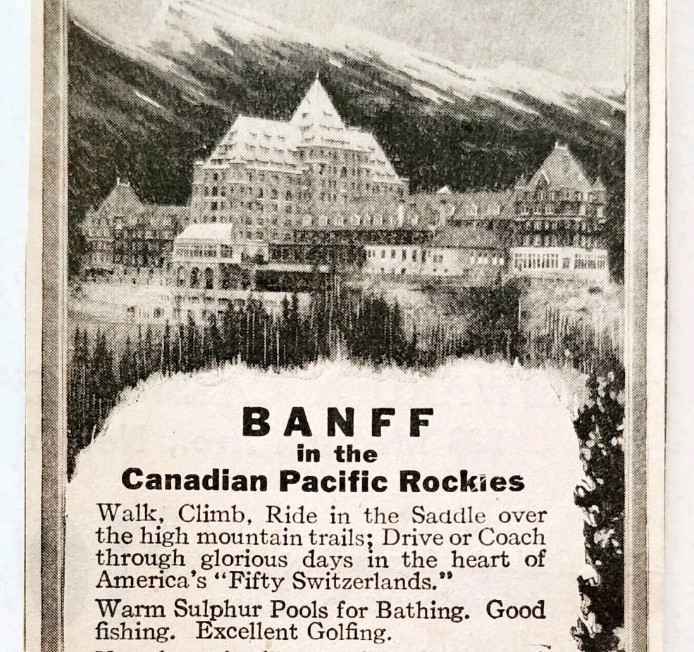 1917 Banff Springs Hotel Canadian Pacific Rail Advertisement WW1 Railroa... - $19.99