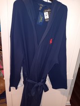 POLO RALPH LAUREN MEN LOGO L/S NAVY HOODED COTTON/POLY THERMAL ROBE L/XL... - €63,34 EUR
