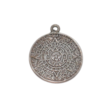 Mexican Sterling Silver Aztec Mayan Sun Calendar Pendant - £23.58 GBP