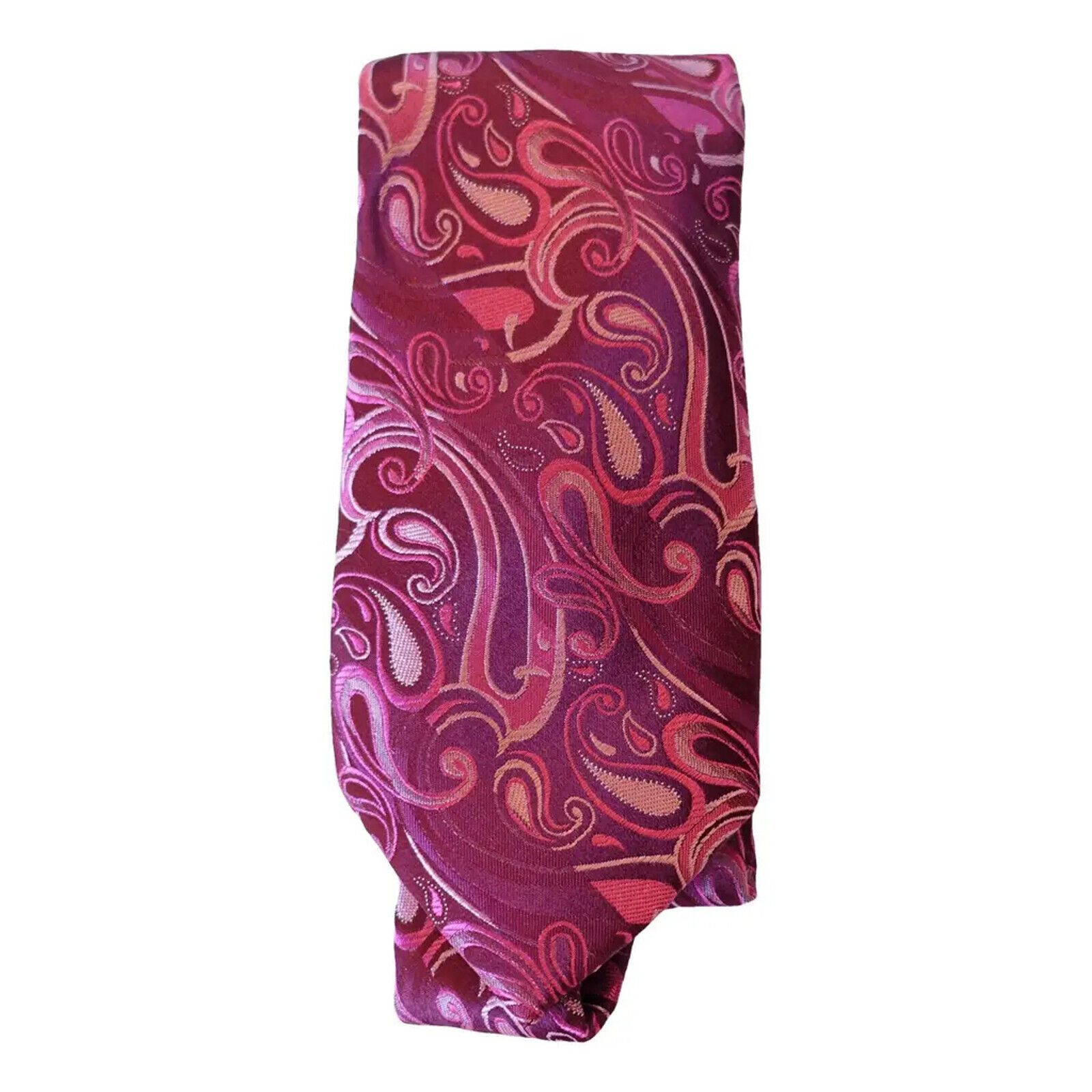 SEAN JOHN Burgundy Red Pink Tonal Paisley Silk Classic Tie - $19.99