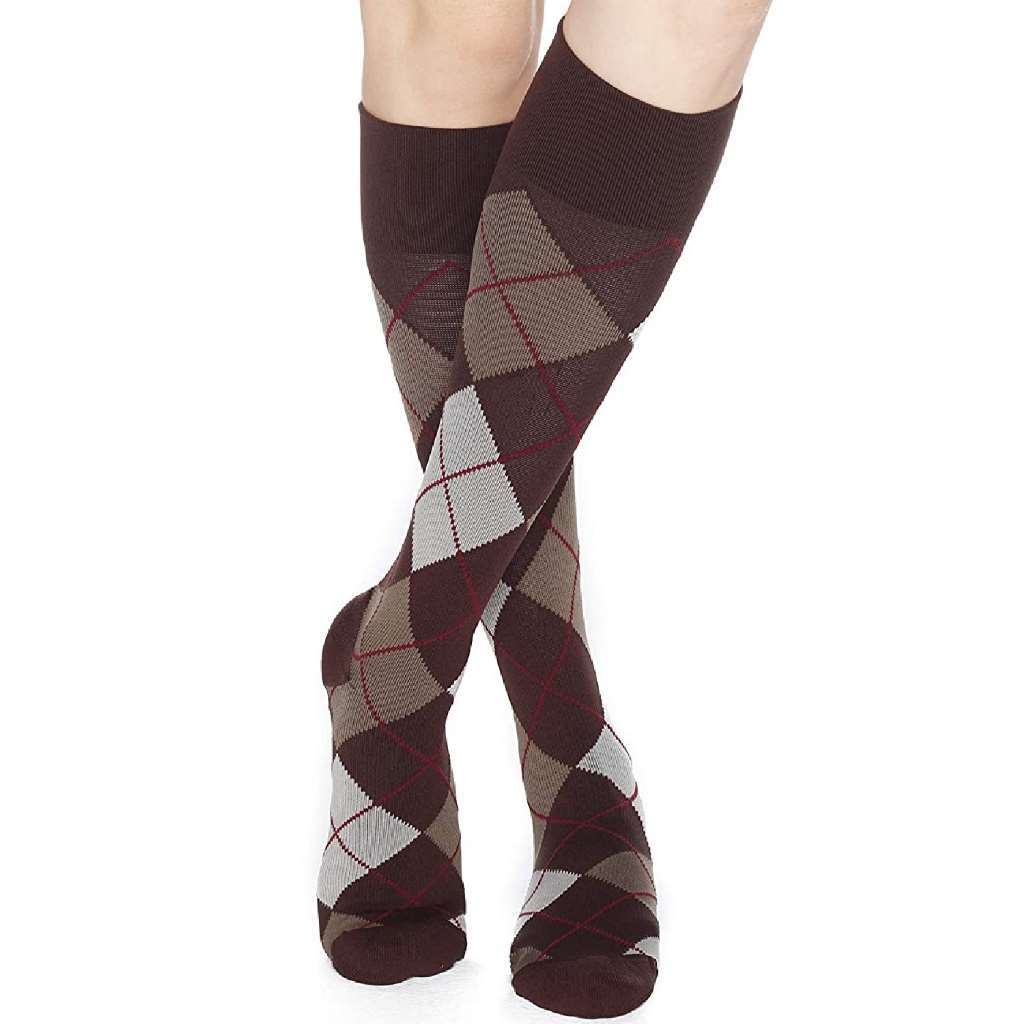 Dr. Comfort Rejuva Argyle Patterned Knee High 20-30 mmHg Chestnut Medium - $24.73