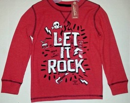Arizona Boys Shirt Size 4 Let It Rock Red Long Sleeve Thermal  - £9.21 GBP
