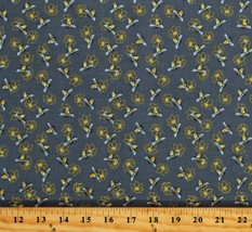 Cotton Bees Honey Bees Bumblebees Flowers Gray Fabric Print by the Yard D384.42 - £10.51 GBP