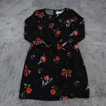 Ann Taylor Dress Womens 2 Black Floral Long Sleeve Round Neck A Line Casual - £20.49 GBP