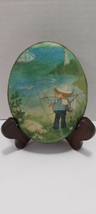 Vintage Ceramic Wall Plaque Little Boy Sailboat - £19.30 GBP
