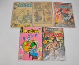 VTG Lot 5 Comic Books 1954 SAM 1977 bugs bunny 1969 Sad Sack Sarge 1971 Tarzan - £10.11 GBP