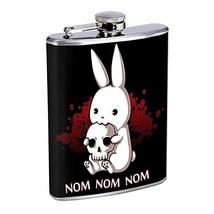 Nom Monster Hip Flask Stainless Steel 8 Oz Silver Drinking Whiskey Spirits Em2 - £7.55 GBP