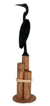 HERON SILHOUETTE PIER POST - Nautical Water Bird Lawn Ornament Amish Mad... - £94.12 GBP