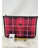 Kate Spade Ella Classic Plaid Burnt Rose Large Zip Pouch Clutch - $54.99