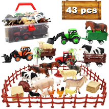 3 Pack Farm Toy Tractor with 40pcs Plastic Farm Animals Figurines and Farm Toys - £34.55 GBP