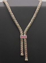 PHILIP GABRIEL 925 Sterling Silver - Vintage Braded Ruby Chain Necklace- NE4193 - £336.70 GBP