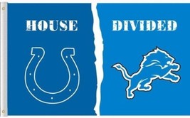 Indianapolis Colts and Detroit Lions Divided Flag 3x5ft - £13.88 GBP