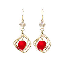 Red Resin &amp; Clear Crystal 18K Gold-Plated Swirl Drop Earrings - £10.92 GBP