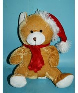 Greenbrier Santa Teddy Bear 9&quot; Cap Scarf Christmas Brown Plush Stuffed 2... - $14.88 CAD