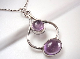 Amethyst 925 Sterling Silver Pendant Curved Round Oval Corona Sun Jewelry - £9.34 GBP