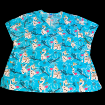 Disney Frozen Olaf Snowman Winter Plus Sz 3XL Scrub Shirt Nurse Vet Tech - £15.97 GBP