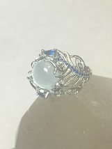 Moonglow ring floral blue stones? sterling silver women girls size 6.50 - £53.80 GBP