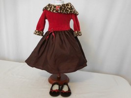 American Girl Chocolate Cherry Holiday Outfit Dress Cape Shoes - £24.68 GBP